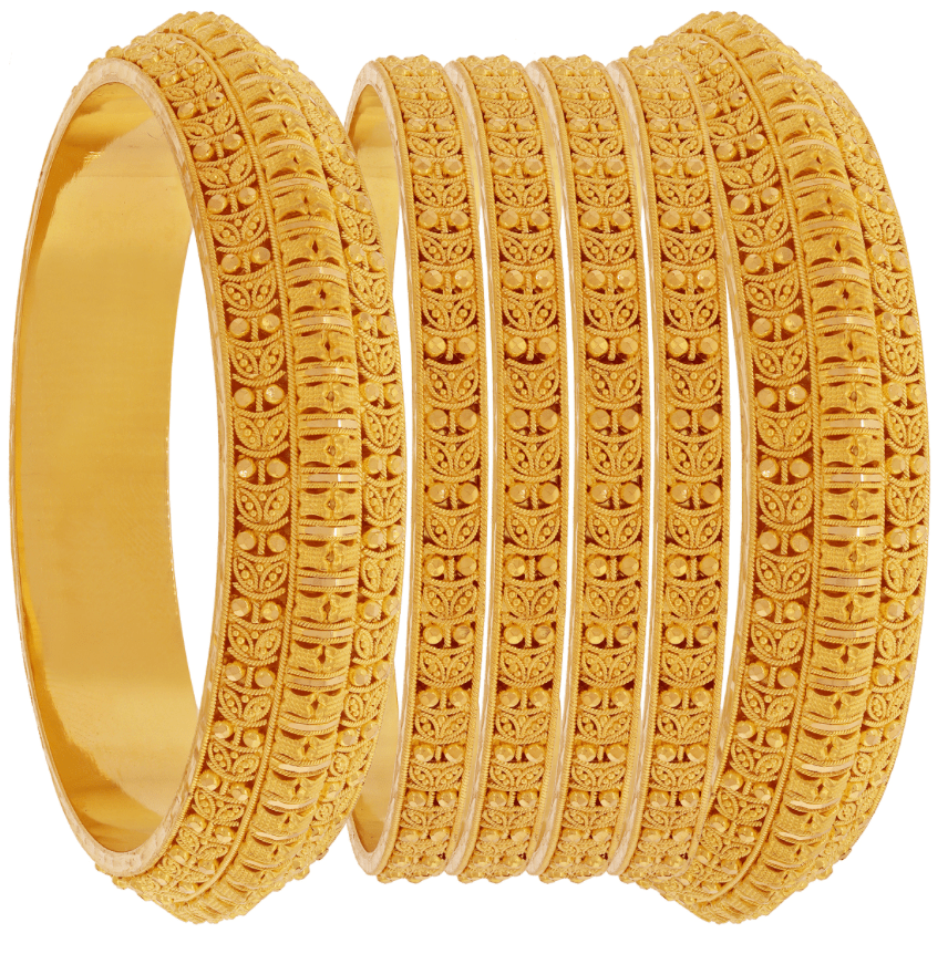 6pc Traditional Gold Bangle Set - Gobind Jewelers